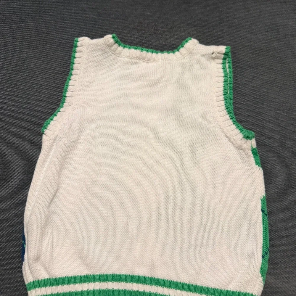 The Childrens Place Boys Argyle Sweater Vest Green Blue White 24 Months Cotton‎